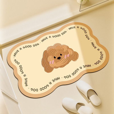 家用浴室软硅藻泥地垫防滑门垫防摔脚垫卫生间油画风速干吸水垫