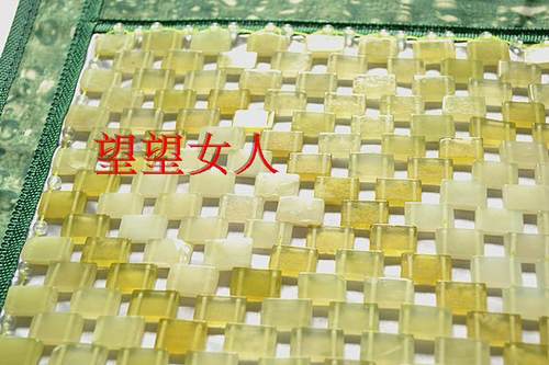 快速发货天然岫玉单人一等料加密黄菱形枕帘玉石长方形.枕巾保健