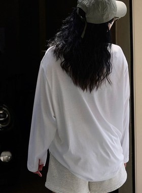 快速发货透气防晒圆领长袖T恤夏日新款韩版简约慵懒X宽松显瘦百搭