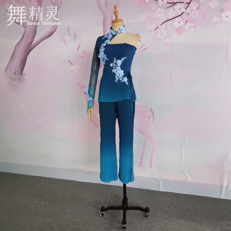 现货速发古典舞独舞桃李杯咏荷舞蹈服胶州秧歌演出服扇舞飘逸艺考