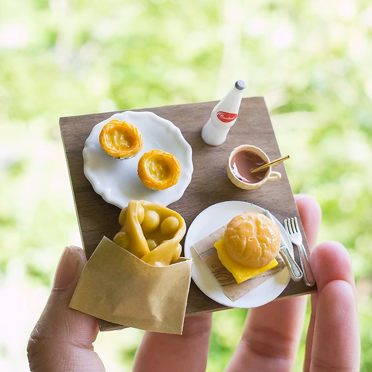原创软陶手工香港菠萝包蛋挞鸡蛋仔丝袜奶茶微缩食玩旅游纪念品