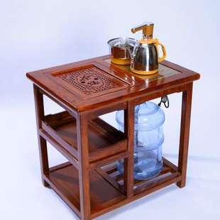 简易榆木茶桌双人茶道桌实木中式 小茶台 边角几可移动式 茶吧机整装