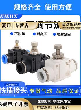 气动SA4快速接头SA6管道节流阀SA8SA10SA12可调节塑料气管接头