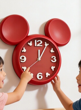 创意卡通米奇时钟可挂可立儿童房挂饰摆件客厅卧室挂钟可爱装饰品