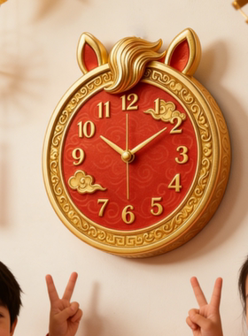 高颜值马年时钟中式生肖马挂钟家居装饰品客厅卧室创意挂饰摆件