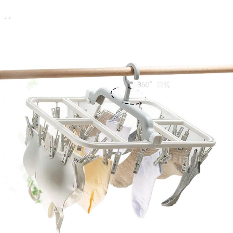 衣架宿舍用学生折叠衣架便携旅游晾衣架多夹子挂袜子架晒袜子神器