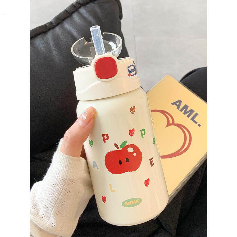 可爱保温杯女生高颜值带吸管水杯女新款2025学生小巧可携式弹盖杯