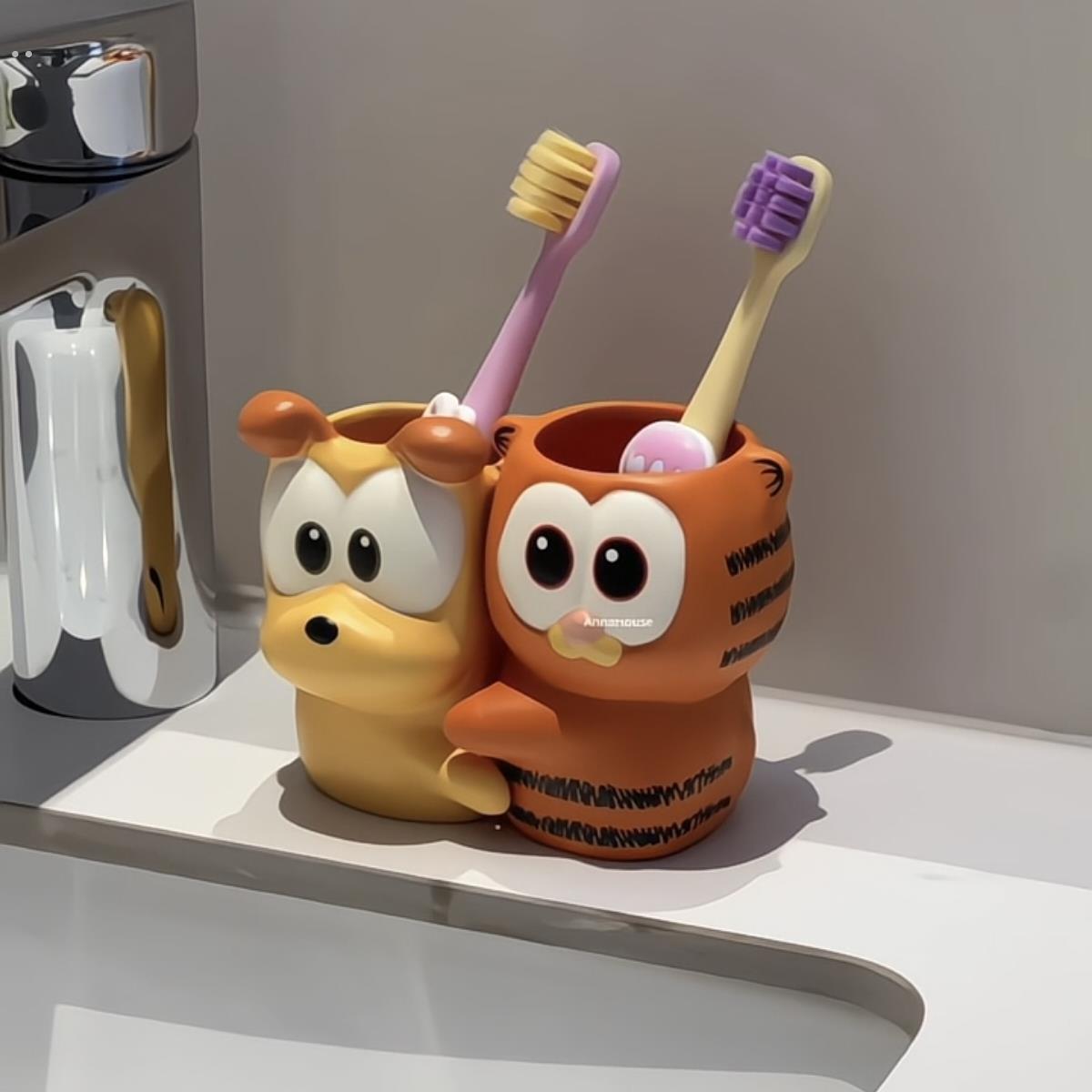 加菲猫欧迪牙刷架陶瓷家用卫生间牙具收纳筒牙刷底座支架置物架子