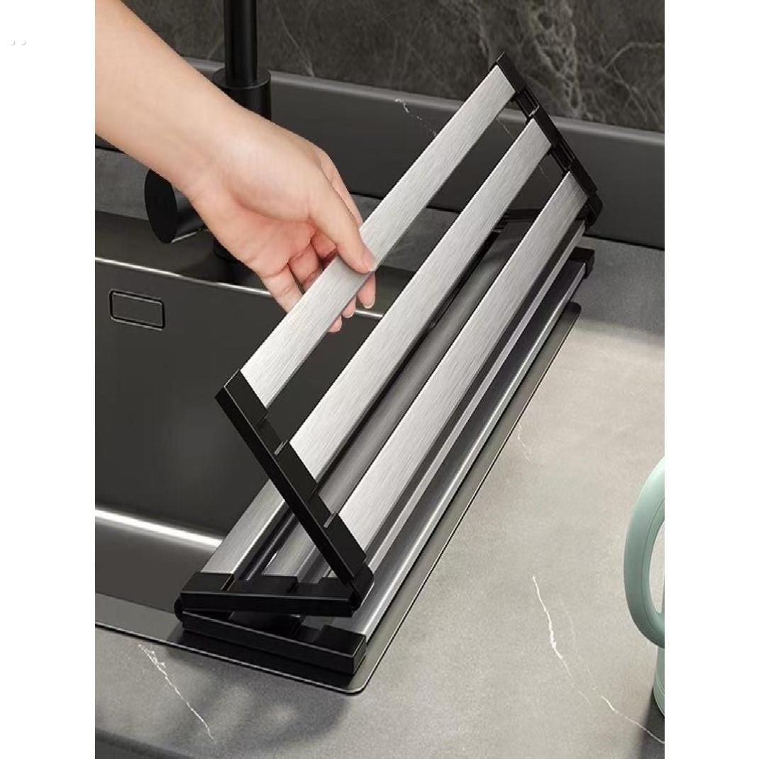 厨房水槽置物架洗菜盆碗碟盘不锈钢折叠沥水架单水池盖板沥水篮网