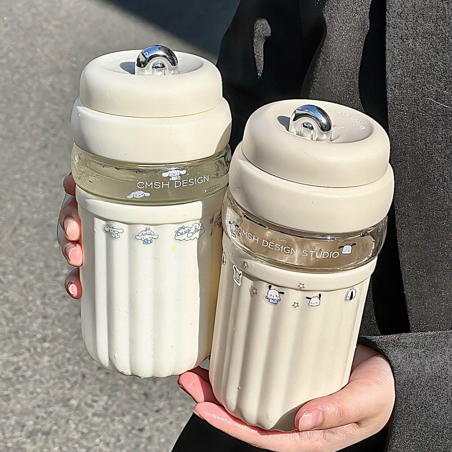 简约玻璃水杯女高颜值便携外带咖啡随手杯学生可爱带茶隔泡茶杯子