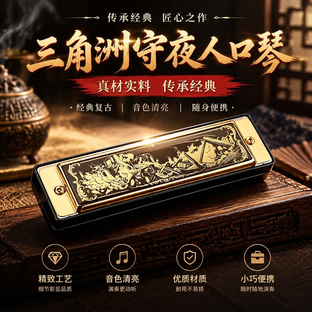 三角洲游戏周边守夜人口琴S11新赛季大红口琴10孔布鲁斯可吹奏乐