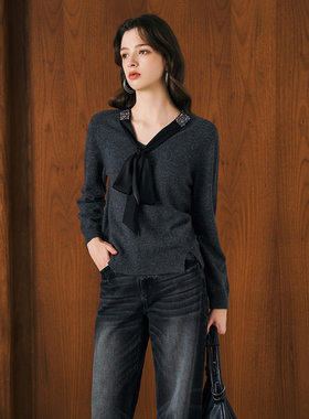 姚领YAOLY灰色针织衫880M32223