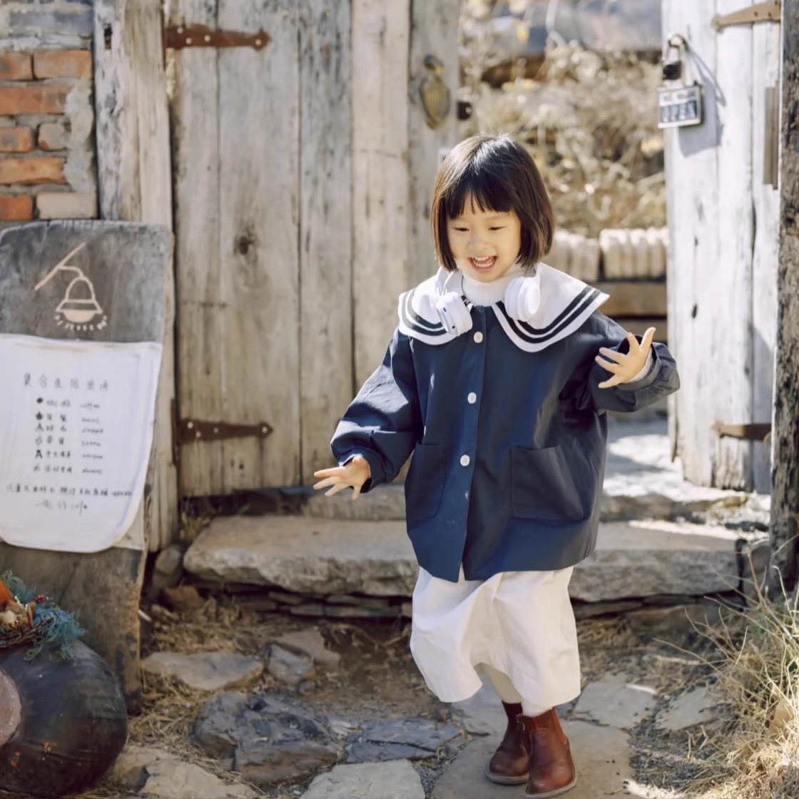男女童儿童摄影经典蓝色日系宝宝萌娃海军风水手服外套设计感上衣
