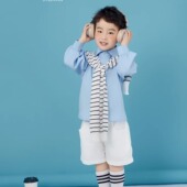 亲肤长袖 套装 衣服潮 休闲长裤 蓝色儿童男女童设计宽松摄影照相衬衫