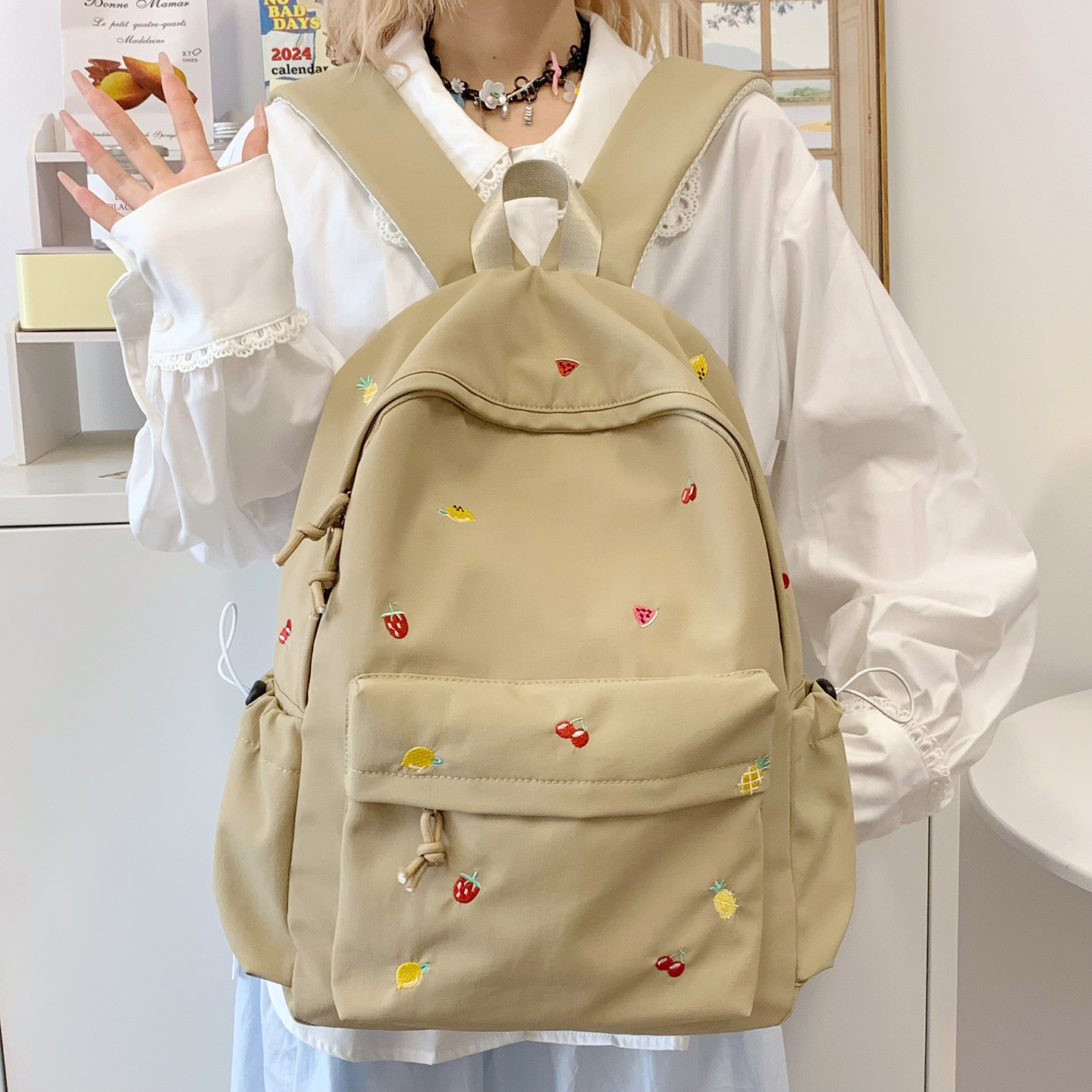 美式校园复古纯色户外风双肩包包女学生小众书包潮流百搭旅行背包,箱包皮具/热销女包/男包,双肩背包,淘宝优惠券,粉丝福利购,淘宝优惠卷