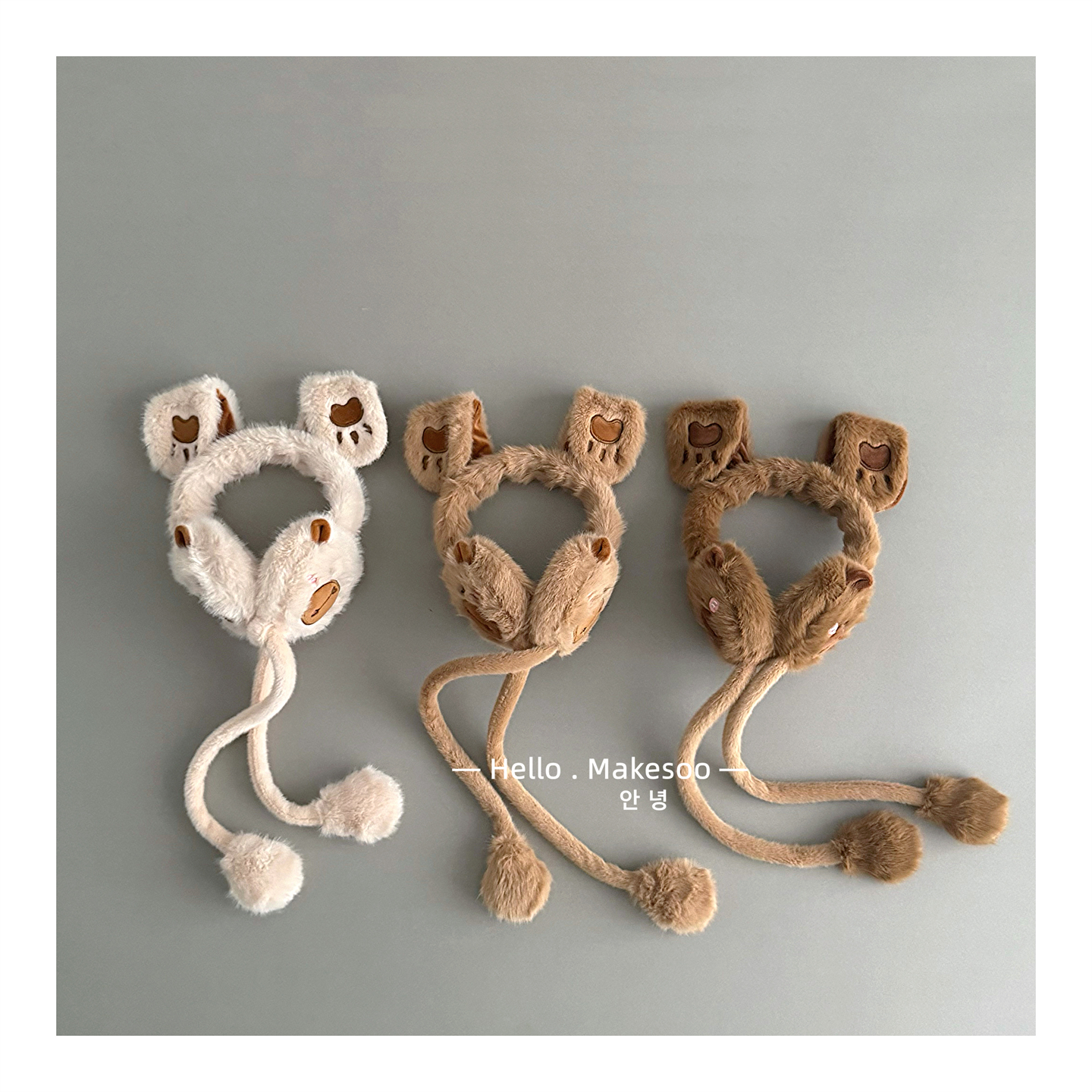 儿童卡通熊毛绒耳套保暖防寒