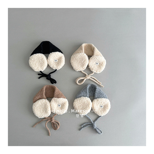 儿童针织耳罩时髦ins风防寒保暖绑带耳捂子简约百搭头戴式 耳套女