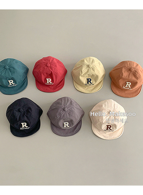 儿童春秋软沿帽男童女童韩版字母R鸭舌帽宝宝遮阳防晒棒球帽子