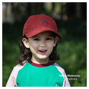 遮阳帽 男女童刺绣字母棒球帽宝宝时尚 makesoo儿童帽子韩版 春秋款
