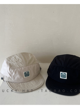 日系儿童平檐棒球帽男女童复古拼色速干鸭舌帽亲子户外运动遮阳帽