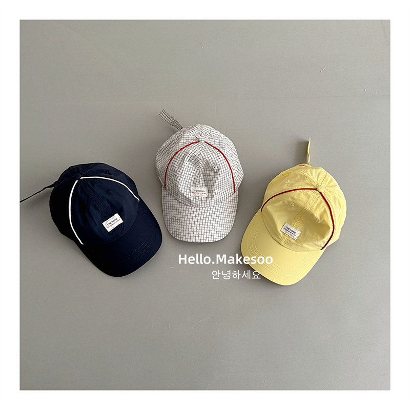 makesoo儿童鸭舌帽春夏薄款格纹图片
