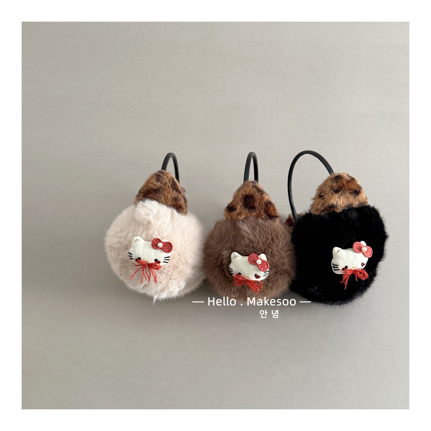 儿童耳罩可爱毛绒豹纹小猫耳朵