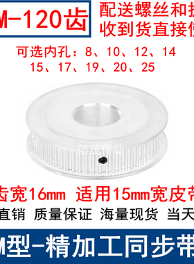 S3M120齿同步带轮齿宽16两面平A内孔810F12141517192025同步轮现