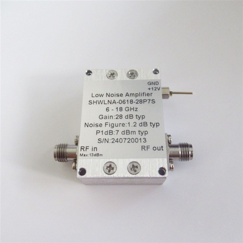 6-18GHz 28dB NF:1.2dB P1dBm:7dBm SMA母 T射频前置低噪声放大器