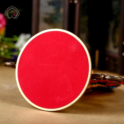 藏传密宗特大铜合金彩绘镀金双鹿法轮宝U堂供具摆件包邮