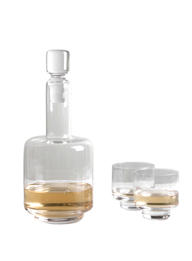 轻奢现代透明玻璃花瓶套装酒器y样板间售楼玄关电视柜一壶2杯套装