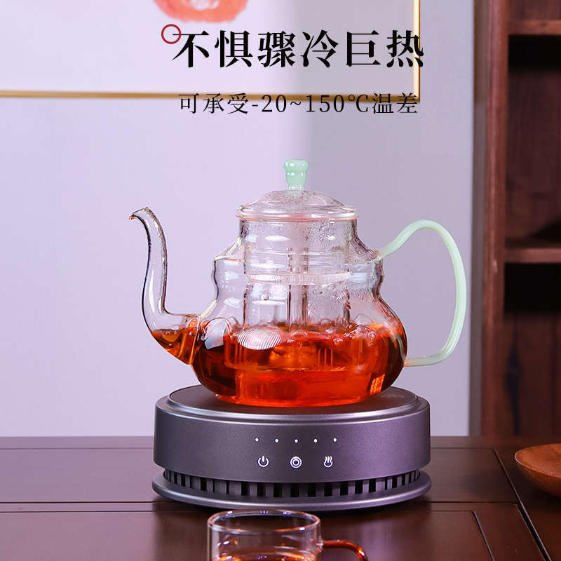 德茗堂福禄壶电陶炉专用煮茶壶耐高温玻璃加厚蒸煮一体煮茶器茶