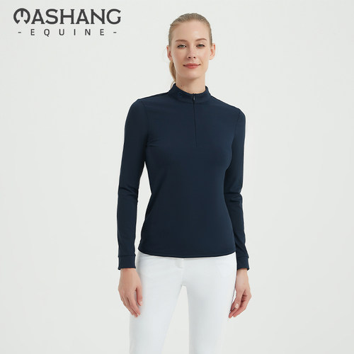 Mashang Equine女款春秋半拉链马术训练长袖T恤EHW508