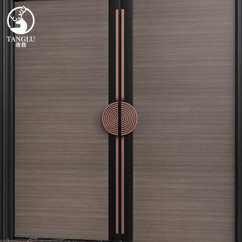 别墅大门拉手仿古铜色圆形实心铝雕实木门把手柜门酒店玻璃门拉手