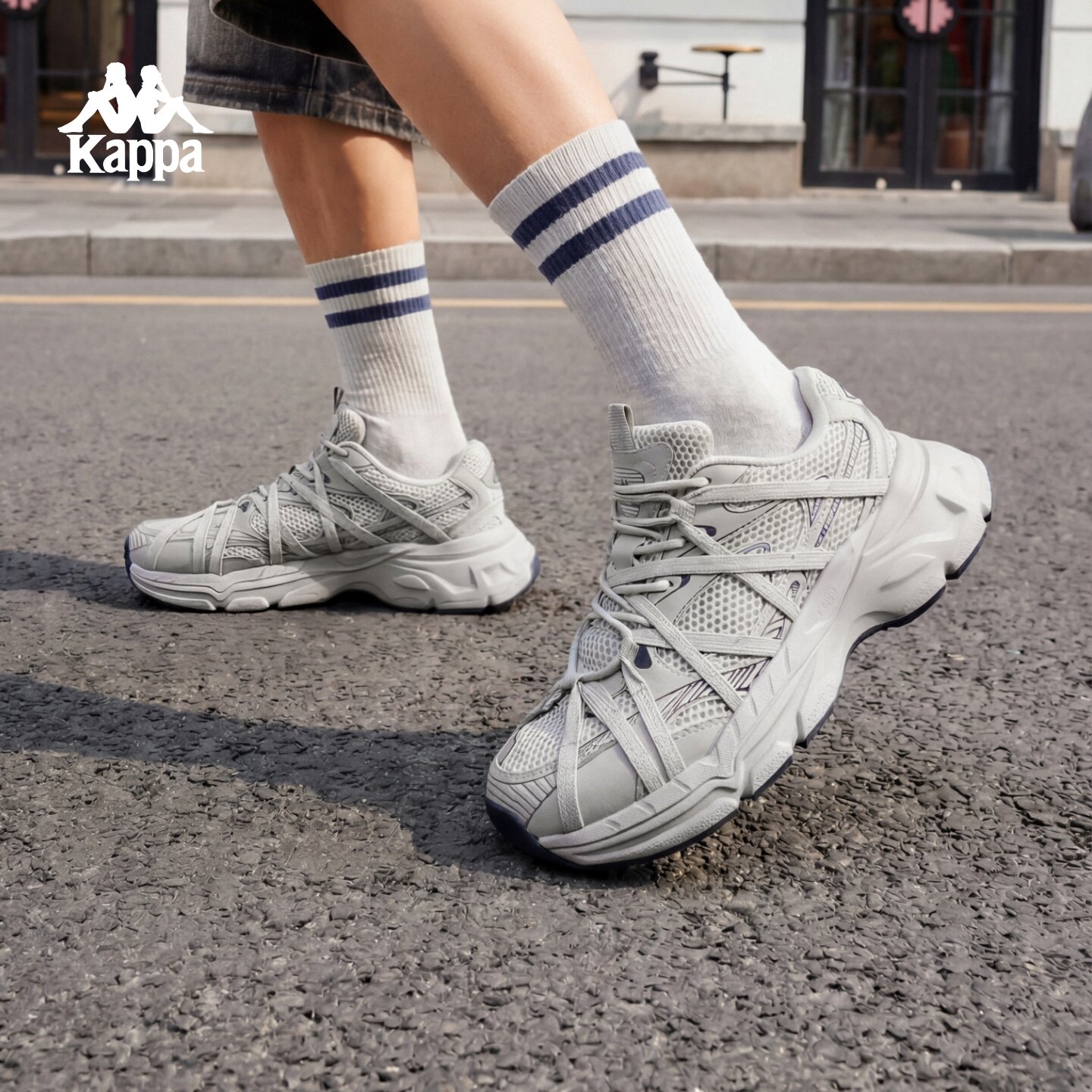 kappa透气老爹鞋男鞋2026春夏厚底网面户外跑步鞋百搭运动鞋男款