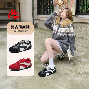 板鞋 休闲运动鞋 女款 复古百搭黑色德训鞋 子 2025秋冬新款 Kappa女鞋
