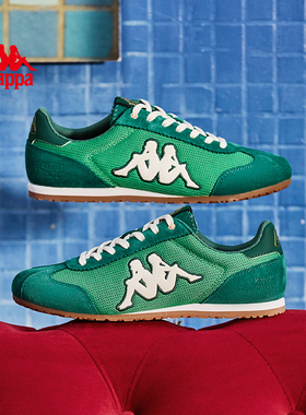 Kappa薯片鞋绿色板鞋2026春季新款平底鞋透气休闲鞋子德训鞋女款