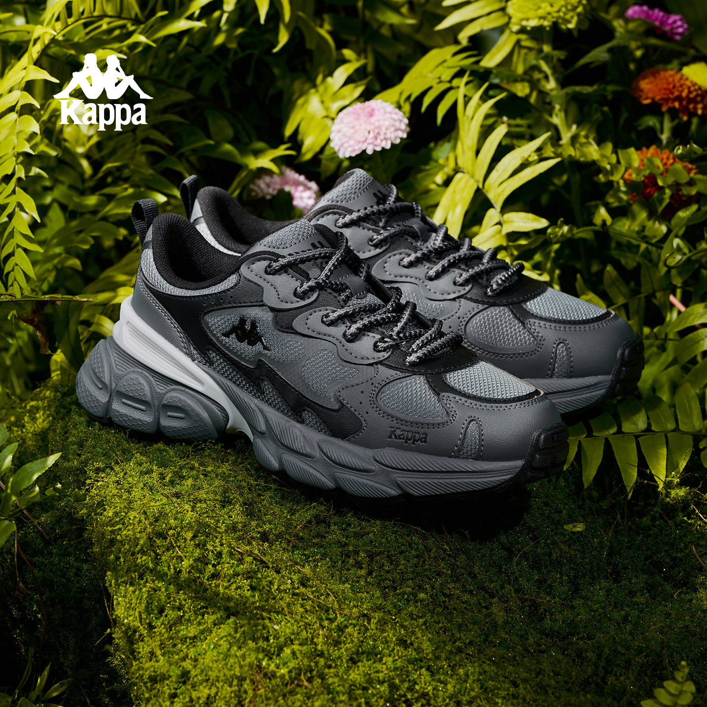 苔踪鞋|Kappa女鞋黑色老爹鞋女款