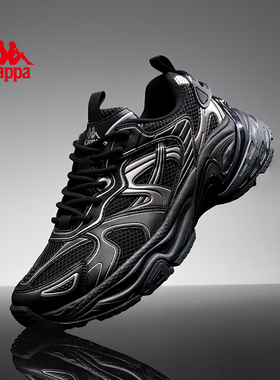 Kappa男鞋2025秋冬新款休闲运动鞋子男款潮流跑鞋男士黑色老爹鞋