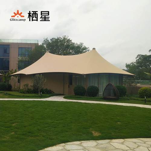 定制高户外店帐篷膜结构篷端双峰野奢酒帐篷农庄旅游度双峰帐篷假