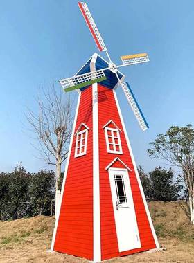 无穷大制作型红色腐76206四面木风车模室外售楼处写字楼防门前装