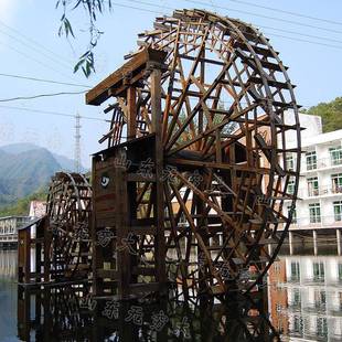 制作生态文化村建设子工艺摆件 腐古木旋转母水车防 复引56825流