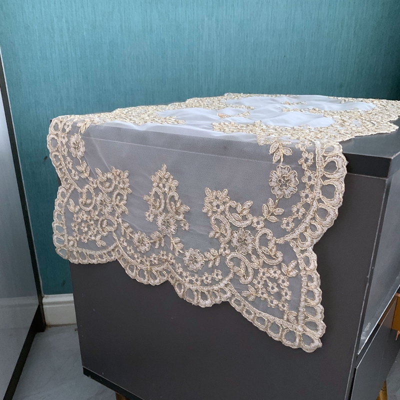 新款轻奢网纱蕾丝桌旗桌布绣花客厅茶几餐桌电视柜家用装饰桌垫