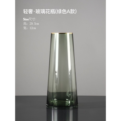 北欧轻奢vase玻璃金边透明花瓶摆件客厅插花水培餐桌装饰品花瓶