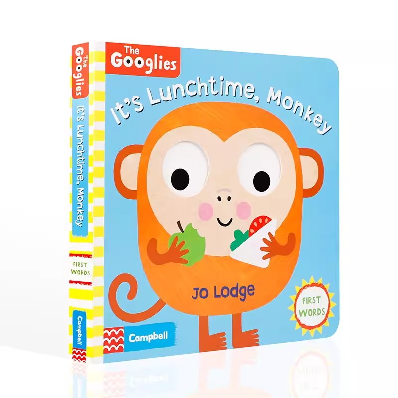 进口英文原版 The Googlies It's Lunchtime Monkey 猴子 该吃饭了 幼儿行为礼仪规矩学习 启蒙机关操作书 纸板书 现货