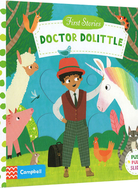 进口英文原版绘本 First Stories系列童话篇纸板书 Doctor Dolittle 怪医杜立德 亲子互动故事操作机关书 现货