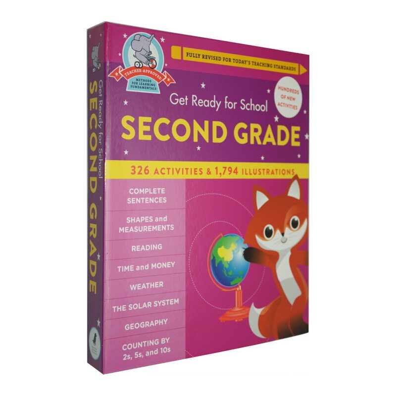 进口英文原版 Get Ready for School Second Grade 入学准备 2年级精装综合活动练习册 数学时间阅读等练习 现货