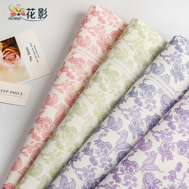 花影七夕加厚38克复古繁花雪梨纸鲜花艺术花束花艺包花纸花店资材