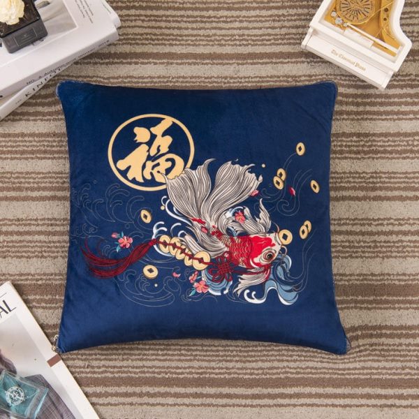 两用水晶绒抱枕被国潮中式风靠垫背二合一汽车办公室加厚空调毛毯