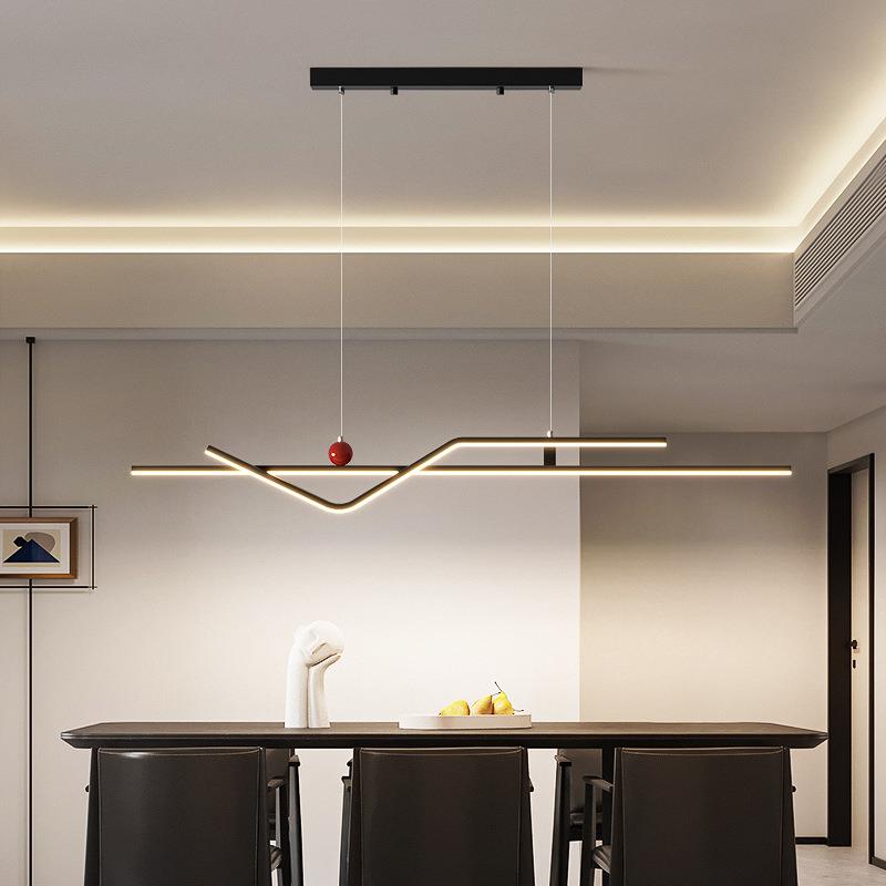 2025新款设计师款现代简约家用饭厅主灯餐桌上方一字长条餐厅吊灯