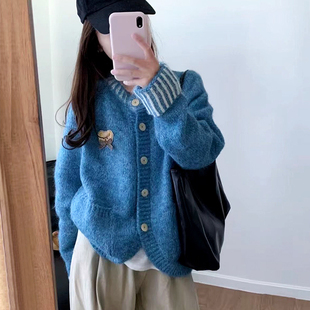 韩系设计感毛衣外套女2025秋冬季加厚保暖外穿时髦洋气针织衫开衫